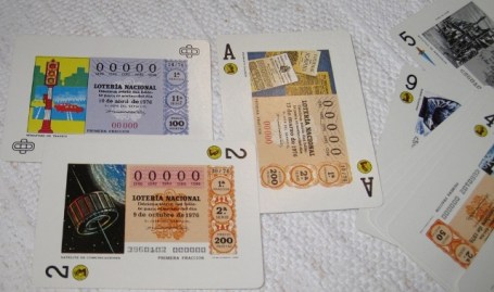 JUEGO-2-NAIPES-BARAJA-ESPANOLA-POKER-LOTERIA-NACIONAL-1976